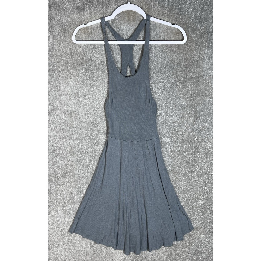 Element Eden Ribbed Knit Fit Flare Dress Womens Size M Open Racerback Scoop Neck